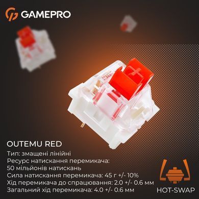 Клавіатура GamePro Genesis Metallic Outemu Red Swithes USB Gray (MK144G) [615509]