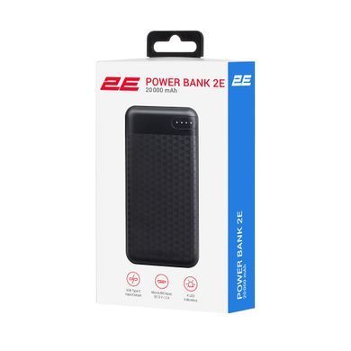 Акумулятор портативний літій-іонний Power Bank 2E 20000мА&middot;год, USB-C/microUSB/USB-А, чорний (2E-PB2004-BLACK) [114056]