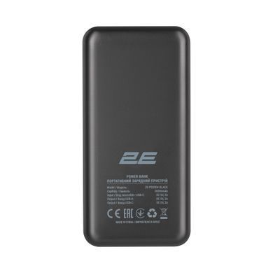 Акумулятор портативний літій-іонний Power Bank 2E 20000мА&middot;год, USB-C/microUSB/USB-А, чорний (2E-PB2004-BLACK) [114056]