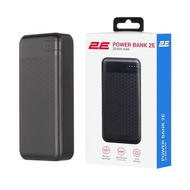 Акумулятор портативний літій-іонний Power Bank 2E 20000мА&middot;год, USB-C/microUSB/USB-А, чорний (2E-PB2004-BLACK) [114056]