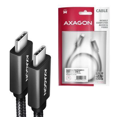 Кабель AXAGON USB-C-USB-C 3.2 Gen 2, 1m, PD 100W, 5A, 4K HD,Чорний (BUCM32-CM10AB) [503005]