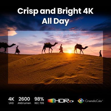 Проєктор BENQ GP520, DLP,4K UHD, ANSI 2600Lm,200000:1,Android11,2хHDMI,USB,Wi-Fi,BT5.0,16:9,сірий (9HJT17759E) [403118]