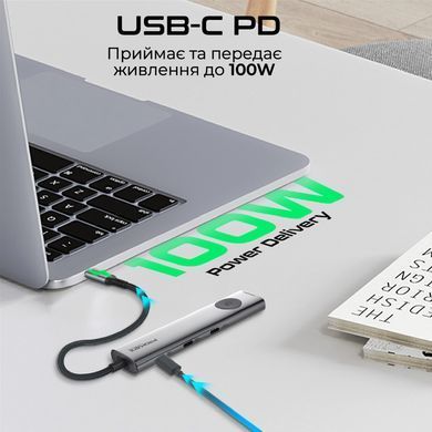 USB-хаб Promate USB Type-C Grey (comandhub-lite) [605176]