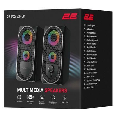 Акустична система 2E PCS234 RGB, 2.0, USB, Black (2E-PCS234BK) [114010]