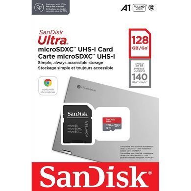 Карта пам'яті microSDXC (UHS-1) SanDisk Ultra 128Gb class 10 A1 (140Mb/s) (adapter SD) Imaging Packaging (SDSQUAB-128G-GN6IA) [805564]