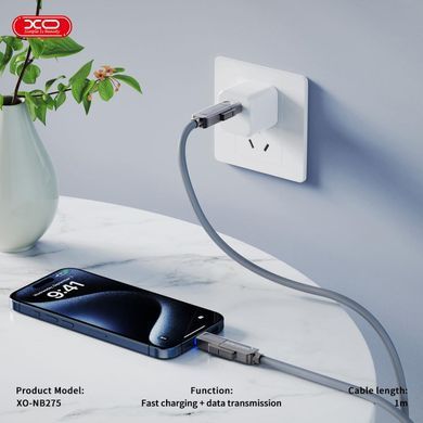 Кабель XO NB275 Zinc Alloy Silicone Type-C/USB-A to TYPE-C/Lightning - 4-in-1 - 60W - 1m Gray (NB275_4-in-1_Gray) [202516]