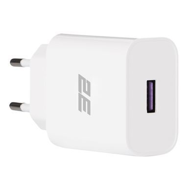 Зарядний пристрій мережевий 2E 18Вт USB-A QC, білий (2E-WC1USB18W-W) [108357]