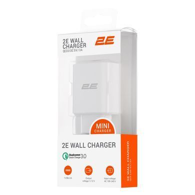 Зарядний пристрій мережевий 2E 18Вт USB-A QC, білий (2E-WC1USB18W-W) [108357]
