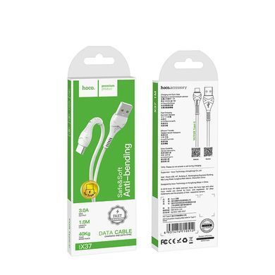 Кабель HOCO X37 USB to Type-C 3A, 1m, PVC, PVC connectors, White (6931474710512) [805364]