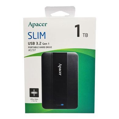 Зовнішній жорсткий диск PHD External 2.5'' Apacer USB 3.2 Gen. 1 AC237 1Tb Black (color box) (AP1TBAC237B-1) [803175]