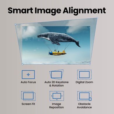 Проєктор BENQ GP520, DLP,4K UHD, ANSI 2600Lm,200000:1,Android11,2хHDMI,USB,Wi-Fi,BT5.0,16:9,сірий (9HJT17759E) [403118]