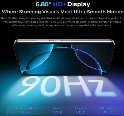 Смартфон Oukitel C60pro 6.88" HD+ /8GB/256GB/ T606 /10000mAh/ 13+5Мп / Blue (C60pro_8_256_BK) [403877]