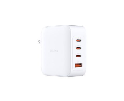 Зарядний пристрій мережевий D-Link 140Вт GaN 3хUSB-С, 1xUSB-A, білий (DCF-141) [111310]