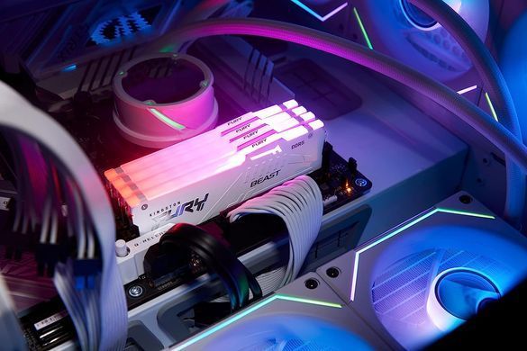 Пам'ять ПК Kingston DDR5 32GB 6000 FURY Beast RGB XMP Білий (KF560C40BWA-32) [13854]