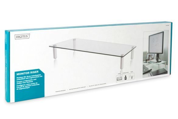 Підставка для монітора DIGITUS Universal glass monitor riser, до 20кг (DA-90358) [110449]