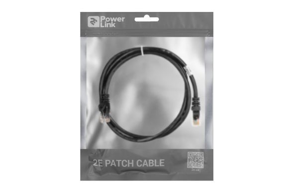 Патч-корд 2E САТ 6, UTP, 1м, 26AWG, RJ45, 7/0.16, Cu, PVC, чорний (2E-PC6COP-100BK) [109851]