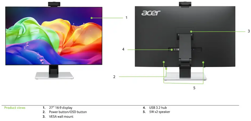 Монiтор 27" Acer PE270KTbmiiphcuzx Black (UM.HP0EE.014) [204255]