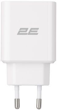 Зарядний пристрій мережевий 2E 20Вт USB-C PD, білий (2E-WC1USBC20W-W) [108358]