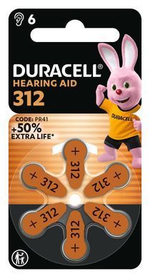 Батарейки для слухових апаратів Duracell розмір 312, 6 шт. (5017067/5011449/5007516) [203695]