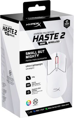 Миша HyperX Pulsefire Haste 2 mini, RGB, USB-A/WL/BT, білий (7D389AA) [104095]
