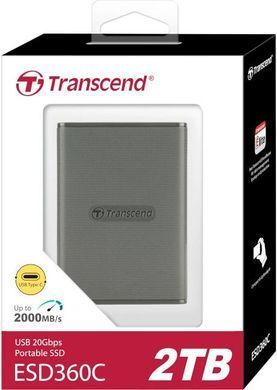 Портативний SSD Transcend 2TB USB 3.2 Gen 2x2 Type-C ESD360C R2000/W2000MB/s Сірий (TS2TESD360C) [109349]
