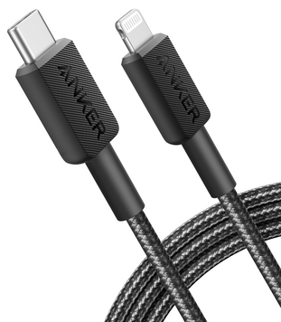 Кабель Anker 322 USB-C to Lightning - 1.8m Nylon Black (A81B6G11) [201992]