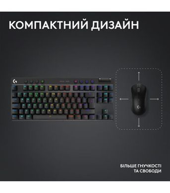 Клавiатура бездротова Logitech G PRO X TKL Lightspeed Black Tactile (920-012136) [611524]