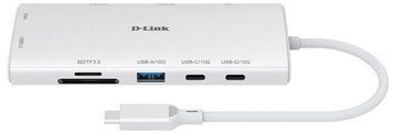 USB-С Хаб D-Link 10in1 2xHDMI, 1xGE, 2xUSB-C, 1xUSB-A 3.1, 1xUSB-A 3.0, 1xSD, 1xmicroSD, 1xUSB-C PD (DUP-A01) [111317]