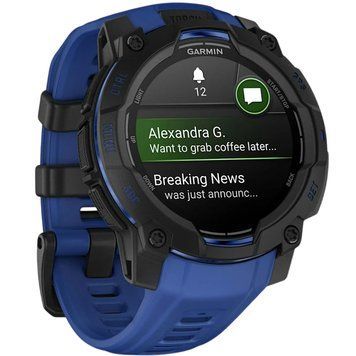 Смарт-годинник Garmin Instinct 3 45mm AMOLED Black with Bolt Blue/Black Silicone (010-02936-43) [619286]