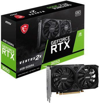 Відеокарта GF RTX 3050 6GB GDDR6 Ventus 2X E 6G OC MSI (GeForce RTX 3050 VENTUS 2X E 6G OC) [612626]