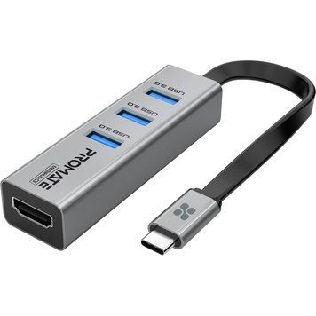 USB-хаб Promate MediaHub-C3 USB Type-C Grey (mediahub-c3.grey) [605177]
