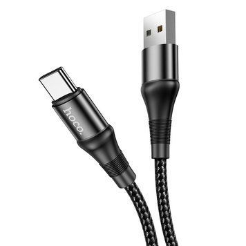 Кабель HOCO X50 USB to Type-C 3A, 1m, nylon, aluminum connectors, Black (6931474734235) [803254]