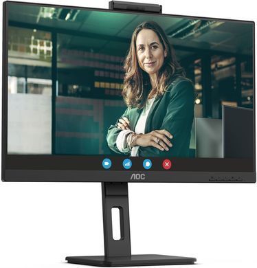Монітор TFT 27" AOC, QHD, IPS, 75Hz, 2xHDMI, DP, USB-hub, webcam, HAS, Pivot, колонки, чорний (Q27P3QW) [405348]