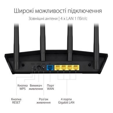 Маршрутизатор ASUS RT-AX57 AX3000, 4xGE LAN, 1xGE WAN, MESH (90IG06Z0-MO3C00) [104579]