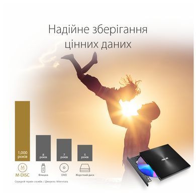 Привід оптичний портативний ASUS SDRW-08U9M-U DVD+-R/RW burner M-DISC USB2.0 Slim срібний Retail Box (90DD02A2-M29000) [110563]