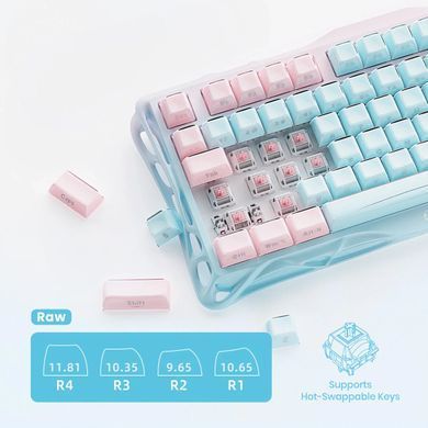 Клавіатура механічна GravaStar Mercury K1 Lite 80keys, GravaStar x BSUN Grey, BT/WL/USB, Aurora Mist (GSK1LITE_PM_MINT) [114482]