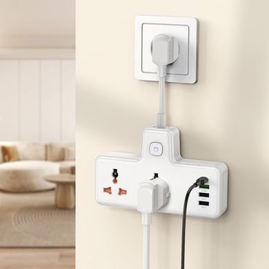 Мережевий подовжувач HOCO AC12A Reise 2-position expansion socket(PD30W/1C3A) (8.5 cm) White (6942007607100) [806291]