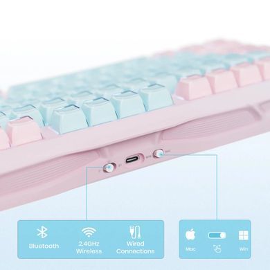 Клавіатура механічна GravaStar Mercury K1 Lite 80keys, GravaStar x BSUN Grey, BT/WL/USB, Aurora Mist (GSK1LITE_PM_MINT) [114482]