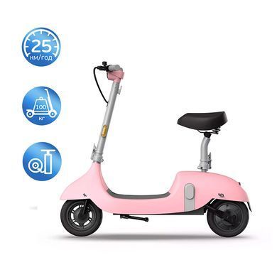 Електросамокат з сидінням OKAI Ceetle PRO EA10C Pink 10', 350(900)W, 25Km/h, 10.4Ah, 55Km, 20%, NFC, App.29kg (EA10C-P) [800012]