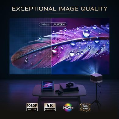 Проєктор Aurzen Boom 3 FullHD 500 ANSI Lm 16:9/4:3, 2*HDMI, 2*USB, Android Smart TV, Wifi, 36W, чорн (F503 FCC) [403828]