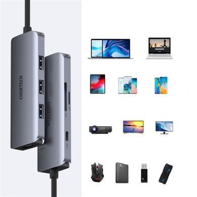 Концентратор Choetech 7 in 1 USB-C to HDMI Multiport Adapter (HUB-M19) [605116]