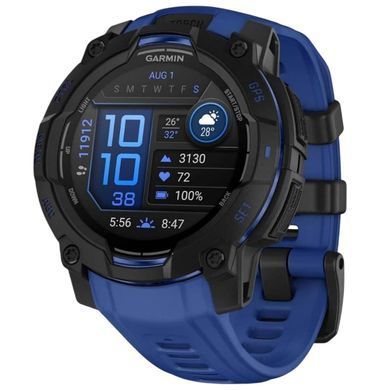 Смарт-годинник Garmin Instinct 3 45mm AMOLED Black with Bolt Blue/Black Silicone (010-02936-43) [619286]