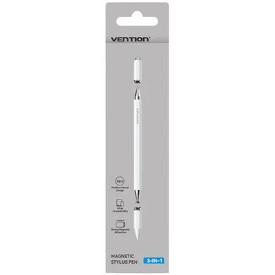 Стилус - ручка для ємнісних екранів 3-в-1 Magnetic Stylus Pen White Aluminum Alloy Type Vention (KQLW0) [404592]