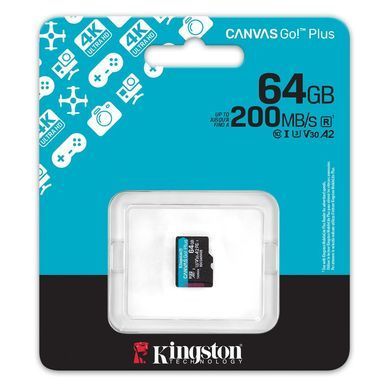 Карта пам`яті MicroSDXC 64GB UHS-I/U3 Class 10 Kingston Canvas Go! Plus R200/W200MB/s (SDCG4/64GBSP) [610284]