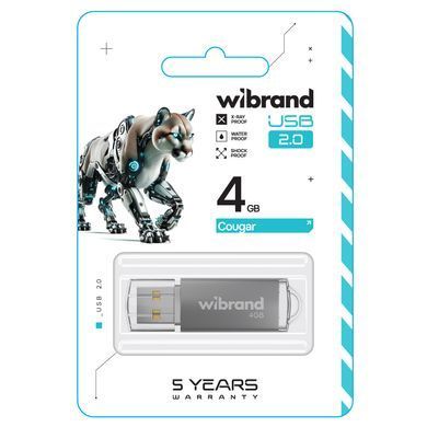 Флеш-накопичувач Wibrand USB 2.0 Cougar 4Gb Silver (WI2.0/CU4P1S) [802949]