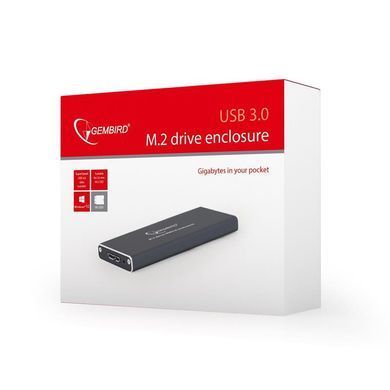 Зовнішня кишеня Gembird для підключення SSD M.2, USB 3.0, алюміній, Black (EE2280-U3C-01) [607021]