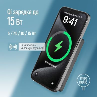 Універсальна мобільна батарея ColorWay 15W MagSafe 10000mAh Black (CW-PB100LPA1BK-WPDD) [617923]