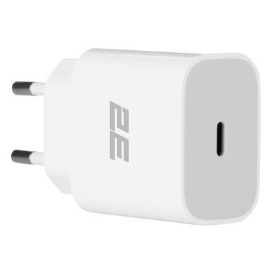 Зарядний пристрій мережевий 2E 20Вт USB-C PD, білий (2E-WC1USBC20W-W) [108358]