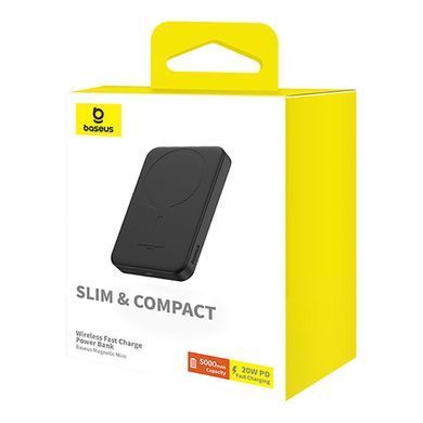 Зовнішній акумулятор Baseus Magnetic Mini Wireless Fast Charge Power Bank 5000mAh 20W Cluster Black（With Simple Series Charging Cable Type-C to Type-C (P10022107113-00) [805572]
