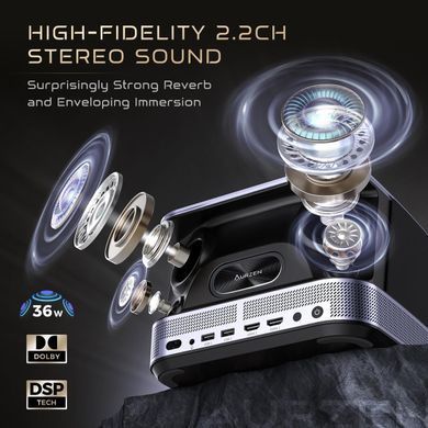 Проєктор Aurzen Boom 3 FullHD 500 ANSI Lm 16:9/4:3, 2*HDMI, 2*USB, Android Smart TV, Wifi, 36W, чорн (F503 FCC) [403828]